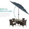 imageBest Choice Products 10ft 3Tier Solar Patio Market Umbrella Outdoor Sun Shade for Backyard Deck Poolside Table wWoodgrain Pattern LED Lights Tilt Adjustment  Sky BlueSlate Blue