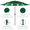 imageBest Choice Products 10ft 3Tier Solar Patio Market Umbrella Outdoor Sun Shade for Backyard Deck Poolside Table wWoodgrain Pattern LED Lights Tilt Adjustment  Sky BlueGreen