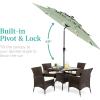 imageBest Choice Products 10ft 3Tier Solar Patio Market Umbrella Outdoor Sun Shade for Backyard Deck Poolside Table wWoodgrain Pattern LED Lights Tilt Adjustment  Sky BlueSage Green