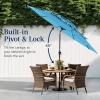 imageBest Choice Products 10ft 3Tier Solar Patio Market Umbrella Outdoor Sun Shade for Backyard Deck Poolside Table wWoodgrain Pattern LED Lights Tilt Adjustment  Sky BlueSky Blue