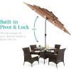 imageBest Choice Products 10ft 3Tier Solar Patio Market Umbrella Outdoor Sun Shade for Backyard Deck Poolside Table wWoodgrain Pattern LED Lights Tilt Adjustment  Sky BlueTan