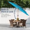 imageBest Choice Products 10ft 3Tier Solar Patio Market Umbrella Outdoor Sun Shade for Backyard Deck Poolside Table wWoodgrain Pattern LED Lights Tilt Adjustment  Sky BlueSky Blue