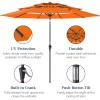 imageBest Choice Products 10ft 3Tier Solar Patio Market Umbrella Outdoor Sun Shade for Backyard Deck Poolside Table wWoodgrain Pattern LED Lights Tilt Adjustment  Sky BlueOrange