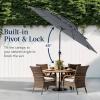imageBest Choice Products 10ft 3Tier Solar Patio Market Umbrella Outdoor Sun Shade for Backyard Deck Poolside Table wWoodgrain Pattern LED Lights Tilt Adjustment  Sky BlueSlate