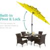 imageBest Choice Products 10ft 3Tier Solar Patio Market Umbrella Outdoor Sun Shade for Backyard Deck Poolside Table wWoodgrain Pattern LED Lights Tilt Adjustment  Sky BlueYellow