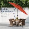 imageBest Choice Products 10ft 3Tier Solar Patio Market Umbrella Outdoor Sun Shade for Backyard Deck Poolside Table wWoodgrain Pattern LED Lights Tilt Adjustment  Sky BlueRust