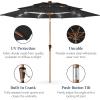 imageBest Choice Products 10ft 3Tier Solar Patio Market Umbrella Outdoor Sun Shade for Backyard Deck Poolside Table wWoodgrain Pattern LED Lights Tilt Adjustment  Sky BlueBlack