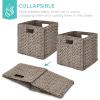 imageBest Choice Products 12x12in Hyacinth Baskets Rustic Set Of 5 Multipurpose Collapsible Storage Organizer Handwoven Laundry Totes for Bedroom Living Room Shelves wInserts  NaturalGray