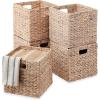 imageBest Choice Products 12x12in Hyacinth Baskets Rustic Set Of 5 Multipurpose Collapsible Storage Organizer Handwoven Laundry Totes for Bedroom Living Room Shelves wInserts  NaturalWhite