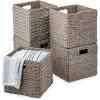 imageBest Choice Products 12x12in Hyacinth Baskets Rustic Set Of 5 Multipurpose Collapsible Storage Organizer Handwoven Laundry Totes for Bedroom Living Room Shelves wInserts  NaturalGray