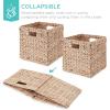 imageBest Choice Products 12x12in Hyacinth Baskets Rustic Set Of 5 Multipurpose Collapsible Storage Organizer Handwoven Laundry Totes for Bedroom Living Room Shelves wInserts  NaturalWhite