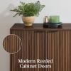 imageBest Choice Products 2Door Modern Storage Cabinet Buffet Sideboard Media Cabinet Cupboard Entryway Accent Table Bookcase wReeded Panels and Adjustable Shelves  WalnutWalnut
