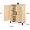 imageBest Choice Products 2Door Natural Rattan 34 x 24in Multiuse Storage Cabinet for Bathroom Living Dining Room Entryway wAdjustable Shelves