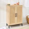 imageBest Choice Products 2Door Natural Rattan 34 x 24in Multiuse Storage Cabinet for Bathroom Living Dining Room Entryway wAdjustable Shelves