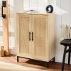 imageBest Choice Products 2Door Natural Rattan 34 x 24in Multiuse Storage Cabinet for Bathroom Living Dining Room Entryway wAdjustable Shelves