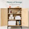imageBest Choice Products 2Door Natural Rattan 34 x 24in Multiuse Storage Cabinet for Bathroom Living Dining Room Entryway wAdjustable Shelves