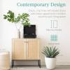 imageBest Choice Products 2Door Rattan Storage Cabinet Accent Furniture Multifunctional Cupboard for Living Room Hallway Kitchen Sideboard Buffet Table wNonScratch Foot Pads  NaturalBlack