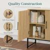 imageBest Choice Products 2Door Rattan Storage Cabinet Accent Furniture Multifunctional Cupboard for Living Room Hallway Kitchen Sideboard Buffet Table wNonScratch Foot Pads  NaturalNatural