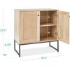 imageBest Choice Products 2Door Rattan Storage Cabinet Accent Furniture Multifunctional Cupboard for Living Room Hallway Kitchen Sideboard Buffet Table wNonScratch Foot Pads  NaturalNatural