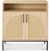 imageBest Choice Products 2Door Rattan Storage Cabinet Accent Furniture Multifunctional Cupboard for Living Room Hallway Kitchen Sideboard Buffet Table wNonScratch Foot Pads  NaturalNatural