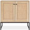 imageBest Choice Products 2Door Rattan Storage Cabinet Accent Furniture Multifunctional Cupboard for Living Room Hallway Kitchen Sideboard Buffet Table wNonScratch Foot Pads  NaturalNatural