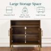 imageBest Choice Products 2Door Rattan Storage Cabinet Accent Furniture Multifunctional Cupboard for Living Room Hallway Kitchen Sideboard Buffet Table wNonScratch Foot Pads  NaturalBrown