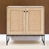 imageBest Choice Products 2Door Rattan Storage Cabinet Accent Furniture Multifunctional Cupboard for Living Room Hallway Kitchen Sideboard Buffet Table wNonScratch Foot Pads  NaturalNatural