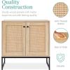 imageBest Choice Products 2Door Rattan Storage Cabinet Accent Furniture Multifunctional Cupboard for Living Room Hallway Kitchen Sideboard Buffet Table wNonScratch Foot Pads  NaturalNatural