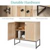 imageBest Choice Products 2Door Rattan Storage Cabinet Accent Furniture Multifunctional Cupboard for Living Room Hallway Kitchen Sideboard Buffet Table wNonScratch Foot Pads  NaturalNatural