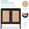 imageBest Choice Products 2Door Rattan Storage Cabinet Accent Furniture Multifunctional Cupboard for Living Room Hallway Kitchen Sideboard Buffet Table wNonScratch Foot Pads  NaturalBlack