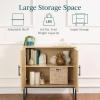 imageBest Choice Products 2Door Rattan Storage Cabinet Accent Furniture Multifunctional Cupboard for Living Room Hallway Kitchen Sideboard Buffet Table wNonScratch Foot Pads  NaturalNatural