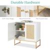 imageBest Choice Products 2Door Rattan Storage Cabinet Accent Furniture Multifunctional Cupboard for Living Room Hallway Kitchen Sideboard Buffet Table wNonScratch Foot Pads  NaturalWhite