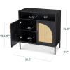 imageBest Choice Products 2Door Rattan Storage Cabinet Accent Furniture Multifunctional Cupboard for Living Room Hallway Kitchen Sideboard Buffet Table wNonScratch Foot Pads  NaturalBlack