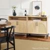 imageBest Choice Products 2Door Rattan Storage Cabinet Accent Furniture Multifunctional Cupboard for Living Room Hallway Kitchen Sideboard Buffet Table wNonScratch Foot Pads  NaturalWhite