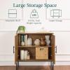 imageBest Choice Products 2Door Rattan Storage Cabinet Accent Furniture Multifunctional Cupboard for Living Room Hallway Kitchen Sideboard Buffet Table wNonScratch Foot Pads  NaturalBrown