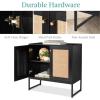 imageBest Choice Products 2Door Rattan Storage Cabinet Accent Furniture Multifunctional Cupboard for Living Room Hallway Kitchen Sideboard Buffet Table wNonScratch Foot Pads  NaturalBlack