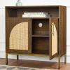 imageBest Choice Products 2Door Rattan Storage Cabinet Accent Furniture Multifunctional Cupboard for Living Room Hallway Kitchen Sideboard Buffet Table wNonScratch Foot Pads  NaturalBrown