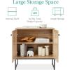 imageBest Choice Products 2Door Rattan Storage Cabinet Accent Furniture Multifunctional Cupboard for Living Room Hallway Kitchen Sideboard Buffet Table wNonScratch Foot Pads  NaturalNatural