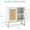 imageBest Choice Products 2Door Rattan Storage Cabinet Accent Furniture Multifunctional Cupboard for Living Room Hallway Kitchen Sideboard Buffet Table wNonScratch Foot Pads  NaturalWhite
