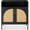 imageBest Choice Products 2Door Rattan Storage Cabinet Accent Furniture Multifunctional Cupboard for Living Room Hallway Kitchen Sideboard Buffet Table wNonScratch Foot Pads  NaturalBlack