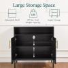 imageBest Choice Products 2Door Rattan Storage Cabinet Accent Furniture Multifunctional Cupboard for Living Room Hallway Kitchen Sideboard Buffet Table wNonScratch Foot Pads  NaturalBlack