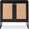 imageBest Choice Products 2Door Rattan Storage Cabinet Accent Furniture Multifunctional Cupboard for Living Room Hallway Kitchen Sideboard Buffet Table wNonScratch Foot Pads  NaturalBlack