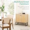 imageBest Choice Products 2Door Rattan Storage Cabinet Accent Furniture Multifunctional Cupboard for Living Room Hallway Kitchen Sideboard Buffet Table wNonScratch Foot Pads  NaturalWhite