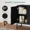 imageBest Choice Products 2Door Rattan Storage Cabinet Accent Furniture Multifunctional Cupboard for Living Room Hallway Kitchen Sideboard Buffet Table wNonScratch Foot Pads  NaturalBlack