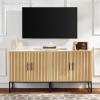 imageBest Choice Products 2Door Rattan Storage Cabinet Accent Furniture Multifunctional Cupboard for Living Room Hallway Kitchen Sideboard Buffet Table wNonScratch Foot Pads  NaturalDark Brown