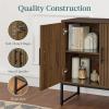 imageBest Choice Products 2Door Rattan Storage Cabinet Accent Furniture Multifunctional Cupboard for Living Room Hallway Kitchen Sideboard Buffet Table wNonScratch Foot Pads  NaturalDark Brown