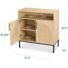 imageBest Choice Products 2Door Rattan Storage Cabinet Accent Furniture Multifunctional Cupboard for Living Room Hallway Kitchen Sideboard Buffet Table wNonScratch Foot Pads  NaturalNatural