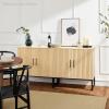 imageBest Choice Products 2Door Rattan Storage Cabinet Accent Furniture Multifunctional Cupboard for Living Room Hallway Kitchen Sideboard Buffet Table wNonScratch Foot Pads  NaturalDark Brown