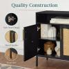 imageBest Choice Products 2Door Rattan Storage Cabinet Accent Furniture Multifunctional Cupboard for Living Room Hallway Kitchen Sideboard Buffet Table wNonScratch Foot Pads  NaturalBlack