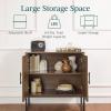 imageBest Choice Products 2Door Rattan Storage Cabinet Accent Furniture Multifunctional Cupboard for Living Room Hallway Kitchen Sideboard Buffet Table wNonScratch Foot Pads  NaturalDark Brown